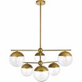 Cling Eclipse 6 Lights Pendant Ceiling Light with Clear Glass, Brass CL2219248